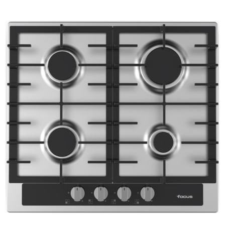 0204030 - FOCUS Plaque Gaz F402X (60 cm) Inox 4 Feux