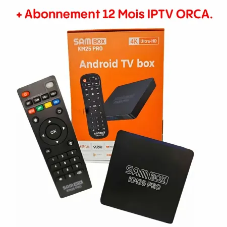 SAMBOX Box Android KM35 PRO (2/16Go) UHD 4K Avec Abonnement IPTV ORCA 