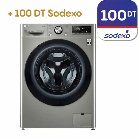 Machine à laver Automatique LG  | 11 KG  - Essorage 1400 Tours - 60 Cm - F4Y5EYGYPV - Silver