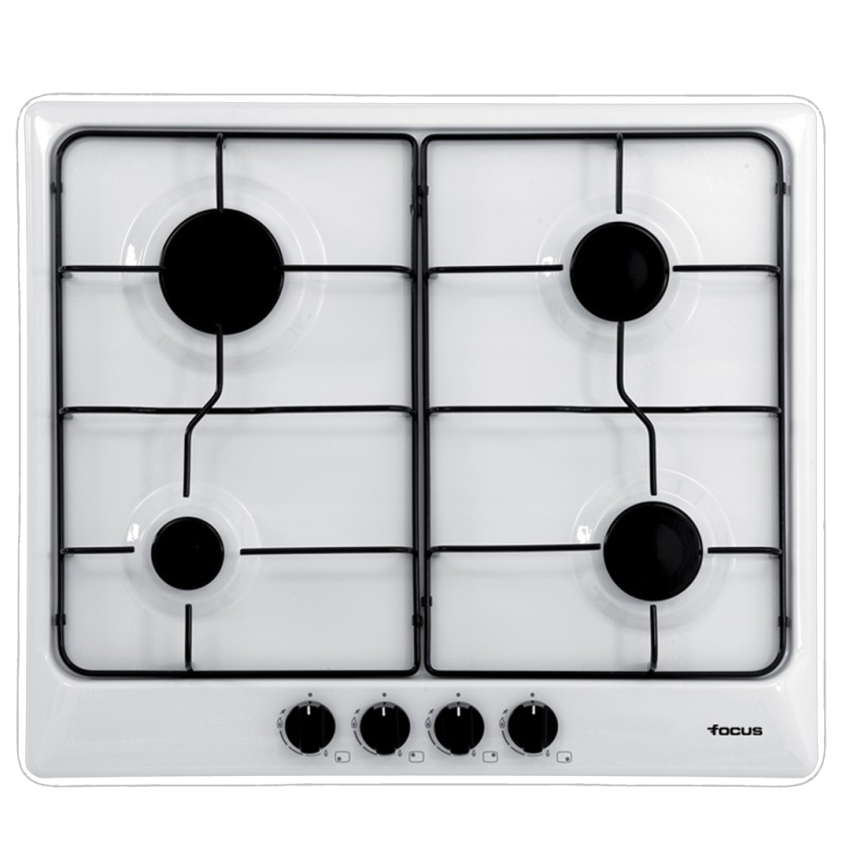 Plaque de cuisson Focus 4 Feux  à Gaz | 60cm -  F801W  -  Blanc  