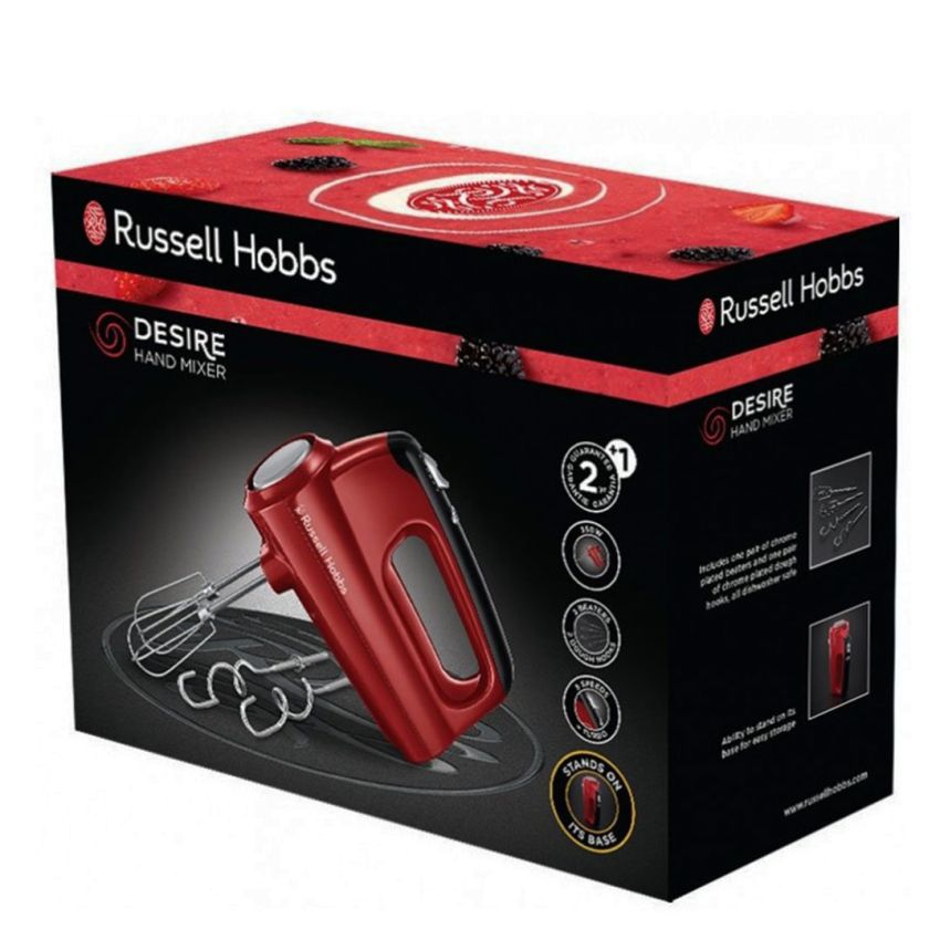 Batteur RUSSELL HOBBS 350 W | 5 Vitesses - Desire 24670.56 - Rouge & Noir 