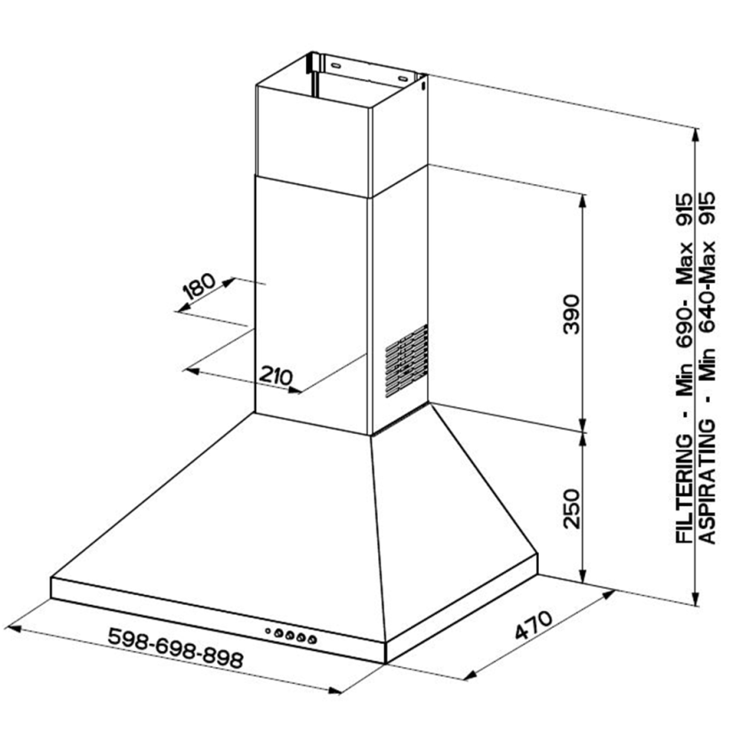 Hotte Aspirante Cheminée  BEKO 60 cm  | CWB 6441XNH  -  Inox