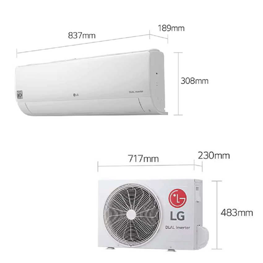 Climatiseur LG Inverter 12000 DUALCOOL | Chaud & Froid - E look - D12TIH - Blanc 