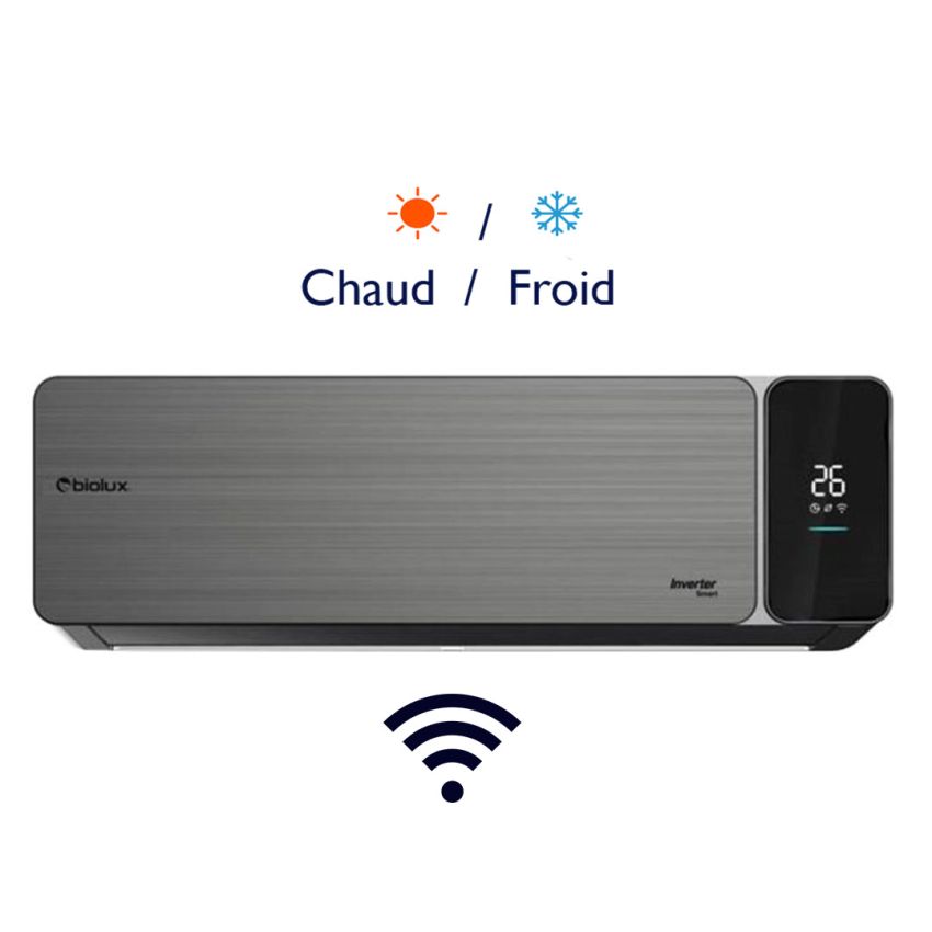 Climatiseur BIOLUX 12000 INVERTR | Chaud / Froid - Avec Wifi intégré - Noir 