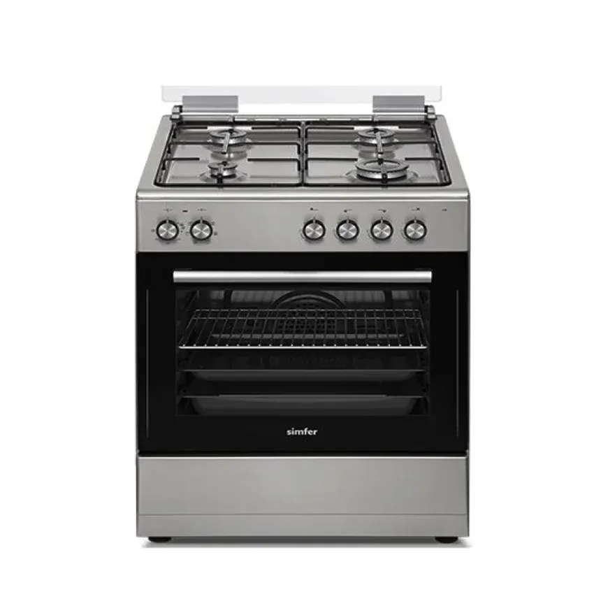 Cuisinière à gaz SIMFER  4 FEUX 60cm  | Four à Chaleur Tournante - F6035 SGE- Inox 