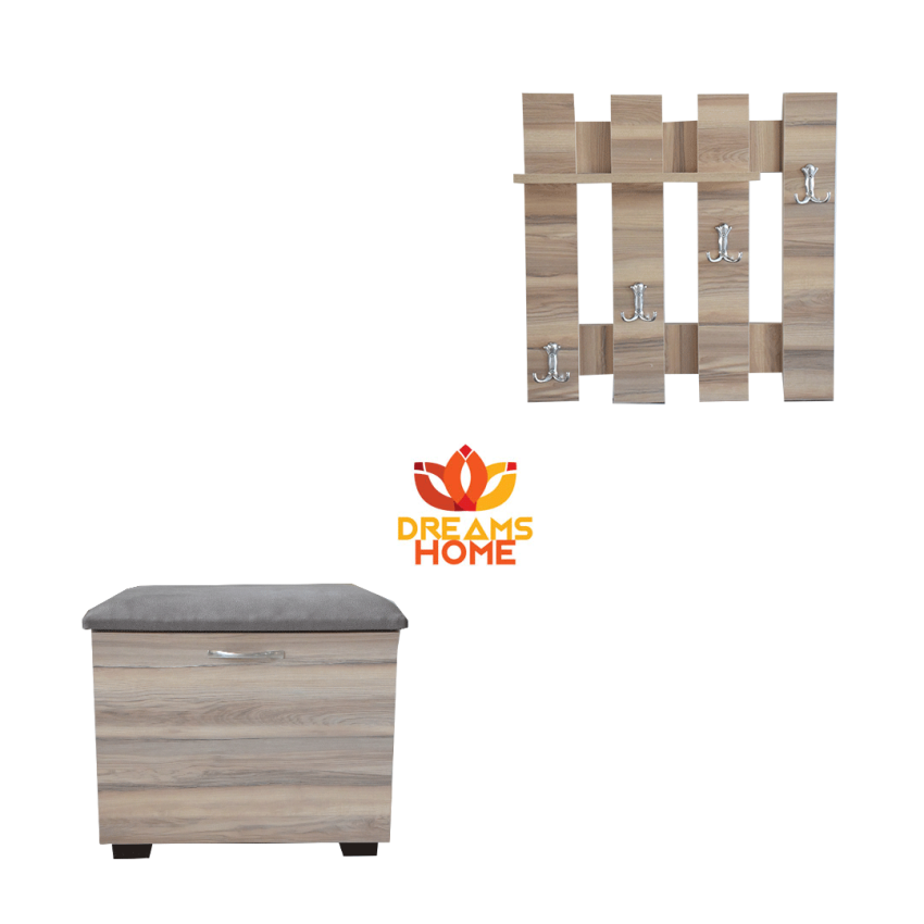 Armoire à Chaussure Avec Support Manteau 60 x 54 Stratifié Chêne Brut | DREAMS 