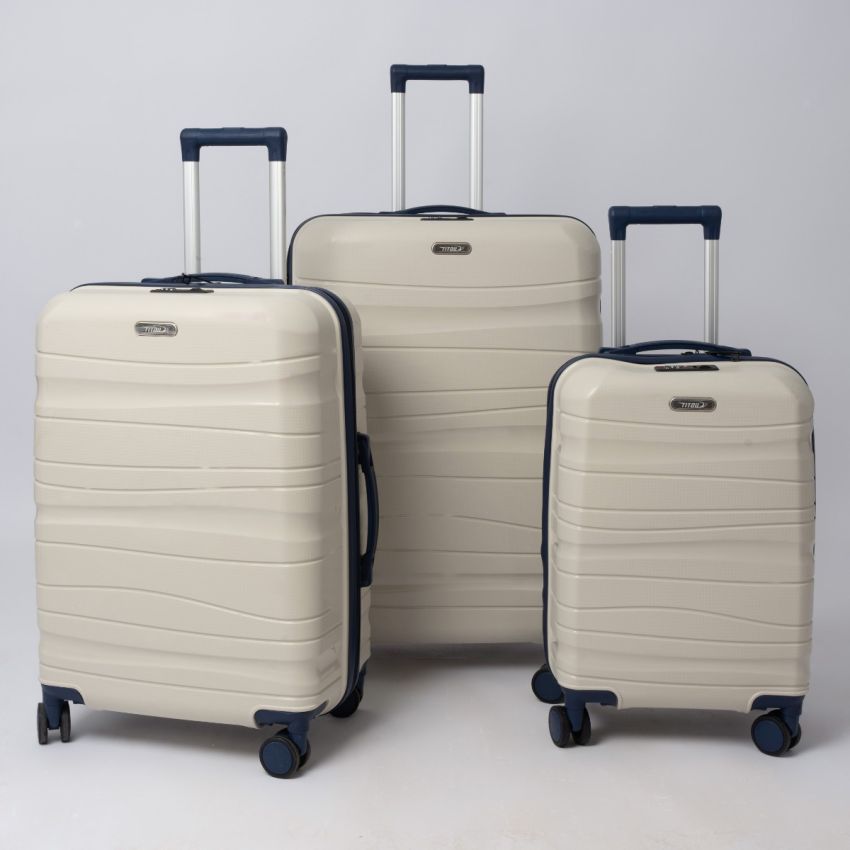 Valise TITOU Incassable Polypropylene | Modèle 20KG - Beige/Bleu 