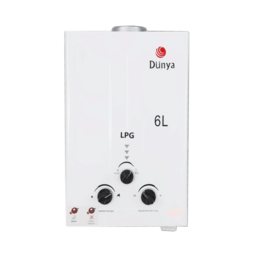 Chauffe Bain DUNYA D6L GN |  Débit d’eau Chaude 6 Litres min  - Gaz Naturel -  Blanc