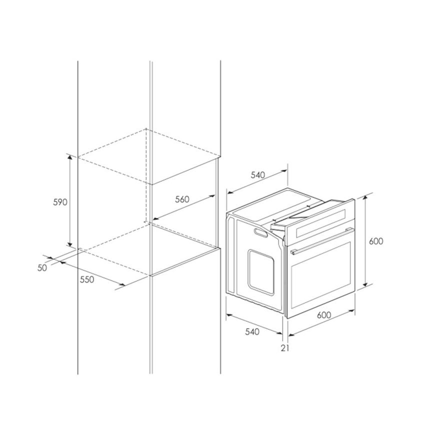 Four Encastrable FOCUS à Chaleur tournante | 60 cm - F521X - Inox 