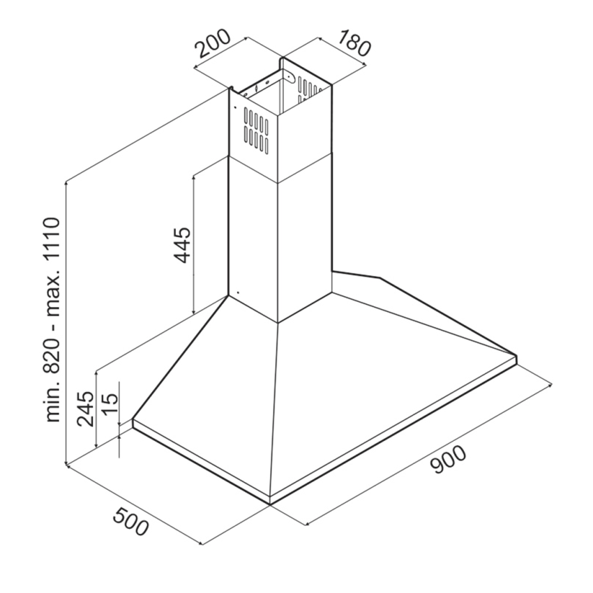 Hotte Aspirante Cheminée  FOCUS 60 cm | F.605B  - Noir