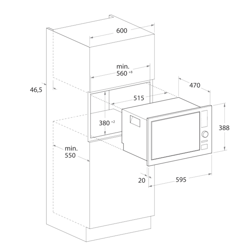 Micro Onde  Encastrable  20L  FOCUS | F23B  -  Noir 