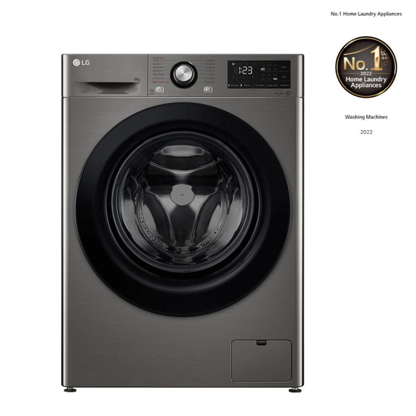 Machine à Laver LG VIVACE 8 Kg | F4R3TYG6P - Smart Inverter - Silver 