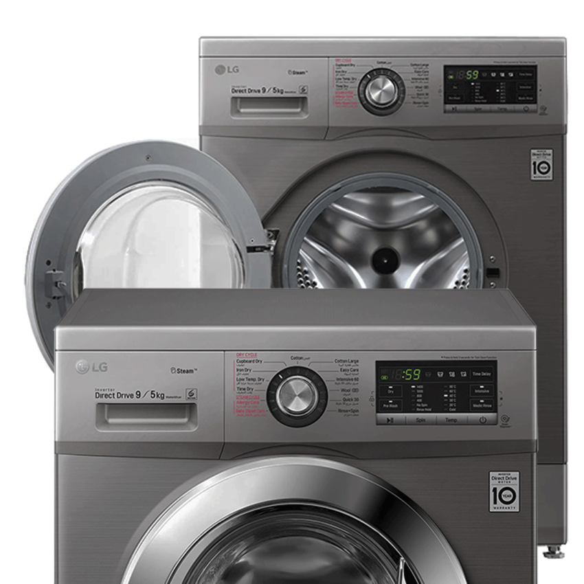 Machine à Laver LG à vapeur 9 kg | Essorage 1400 Tours/min - Lavante / Séchante - FH4G6VDGG6 - Silver 
