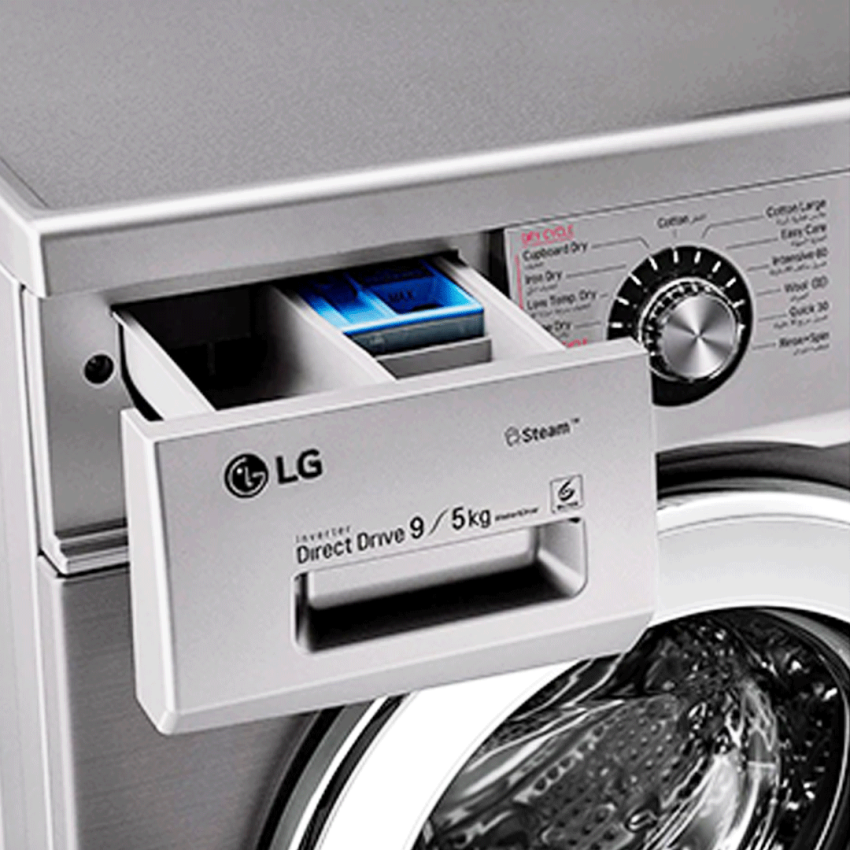 Machine à Laver LG à vapeur 9 kg | Essorage 1400 Tours/min - Lavante / Séchante - FH4G6VDGG6 - Silver 