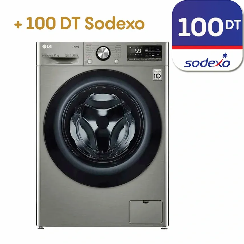 Machine à laver Automatique LG  | 11 KG  - Essorage 1400 Tours - 60 Cm - F4Y5EYGYPV - Silver