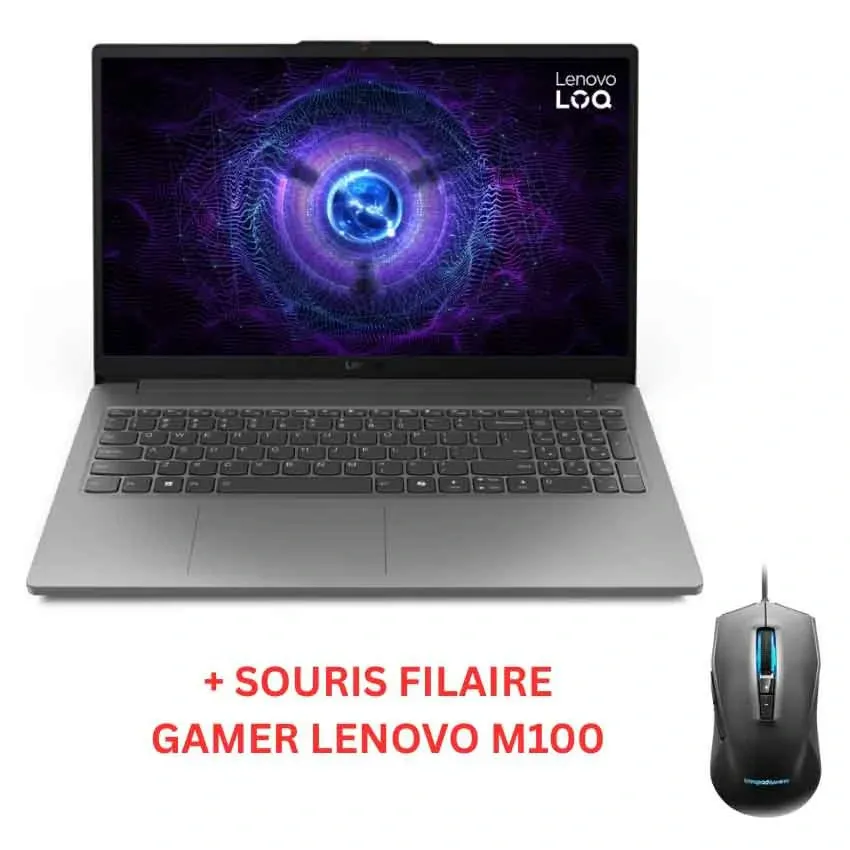 Pc Portable Gamer LENOVO LOQ 15IRX9 | i5 12é Gén, 8Go, RTX 2050, Win11 + Souris M100