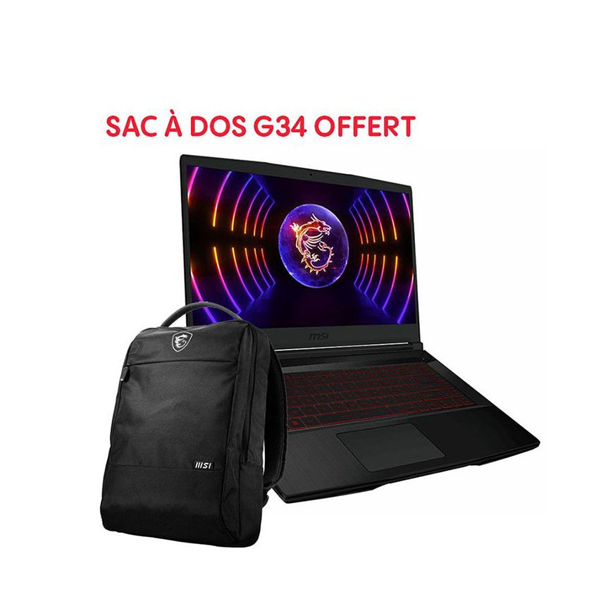 Pc Portable MSI Thin GF63 | Intel i7  - 12 Gén  -  8Go  - 512SSD  +   SAC A DOS  -  Pc Gaming