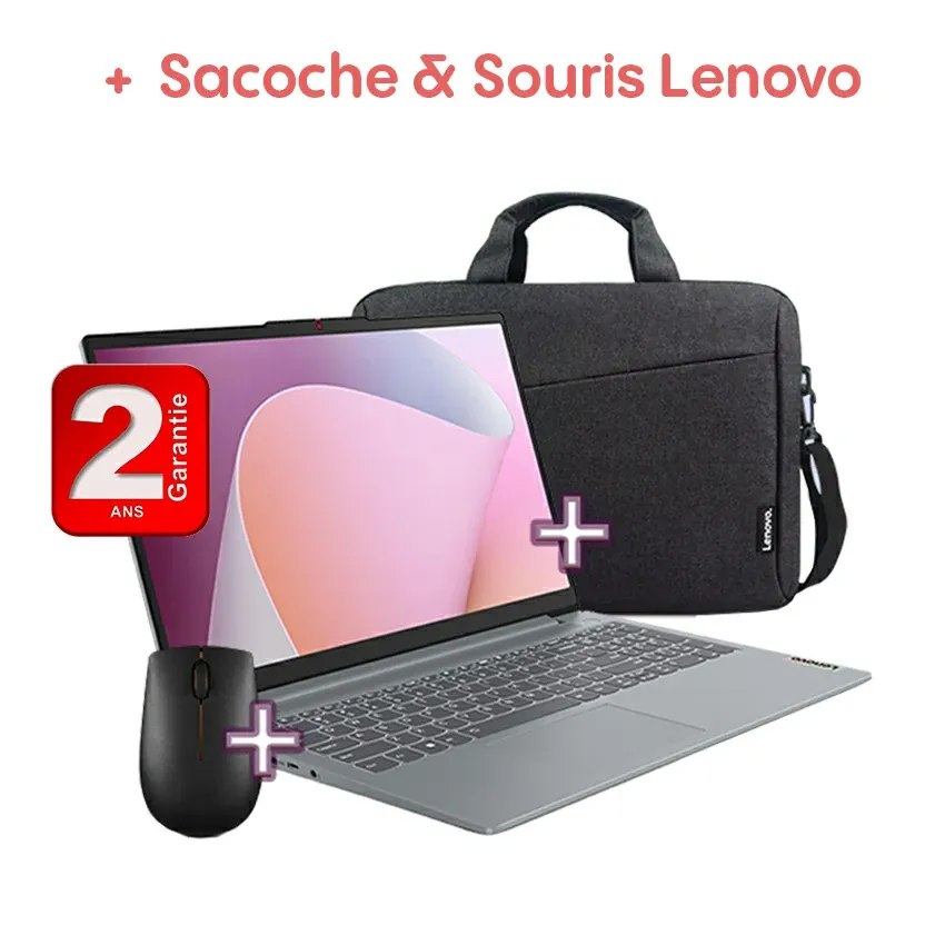 Pc Portable LENOVO 82XQ00HCFG RYZEN 3-7320U 8G/512SSD WIN11 GRIS & SACCOCHE
