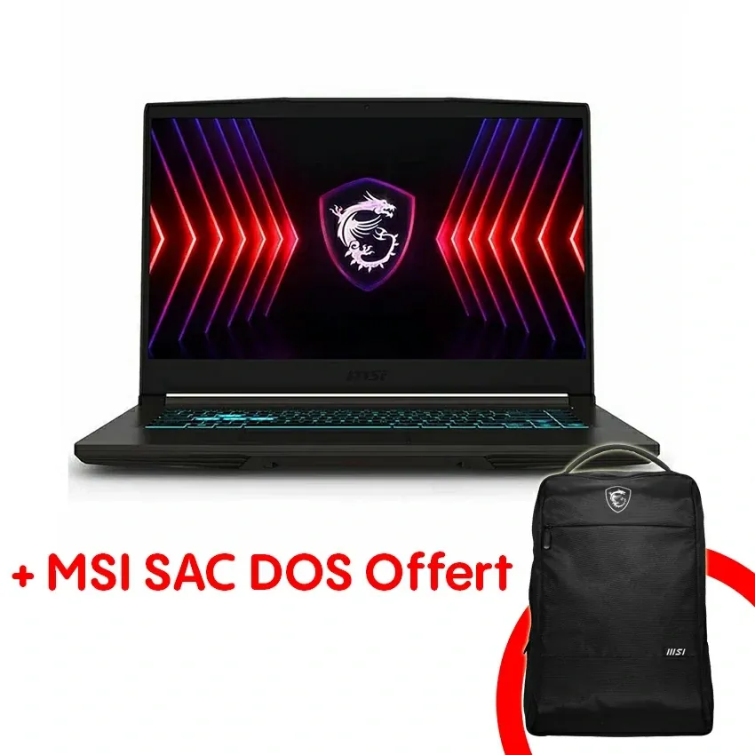 Pc Portable MSI Gaming Thin 15 | i5 13 Gén - 8Go - 512 SSD - GeForce RTX2050 - Noir