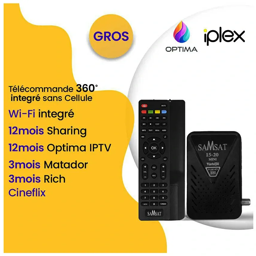 Récepteur Satellite | SAMSAT 1520 MINI +12 Mois Sharing & 12 Mois IPTV