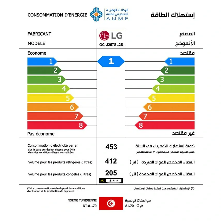 Réfrigérateur LG 617 Litres SIDE BY SIDE | Smart Inverter - GC-J257SL2S - Silver 