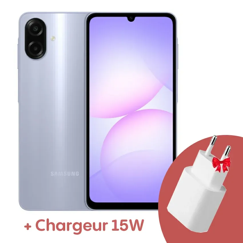 Smartphone Samsung A07 4/64GO Violet + Chargeur inclus