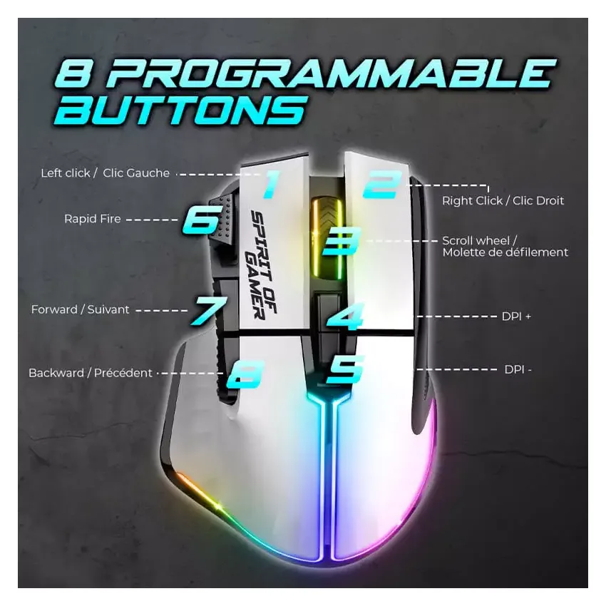 Souris Spirit of Gamer PM5RFWT PRO-M5 | Sans Fil - Blanc 