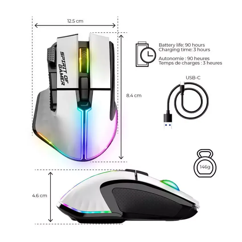 Souris Spirit of Gamer PM5RFWT PRO-M5 | Sans Fil - Blanc 
