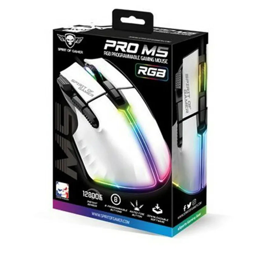 Souris Gaming SPIRIT OF GAMER 12800DPI | S.PM5RGBWT - Gris 