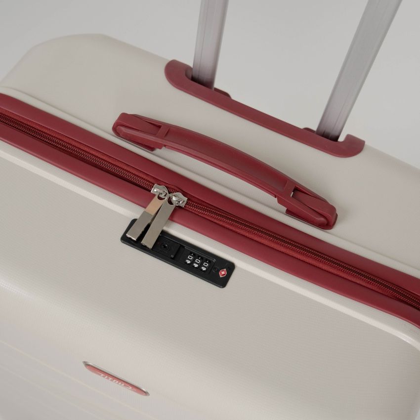 Valise TITOU incassable avec roues démontables | Modèle 30KG - Beige/Rouge 