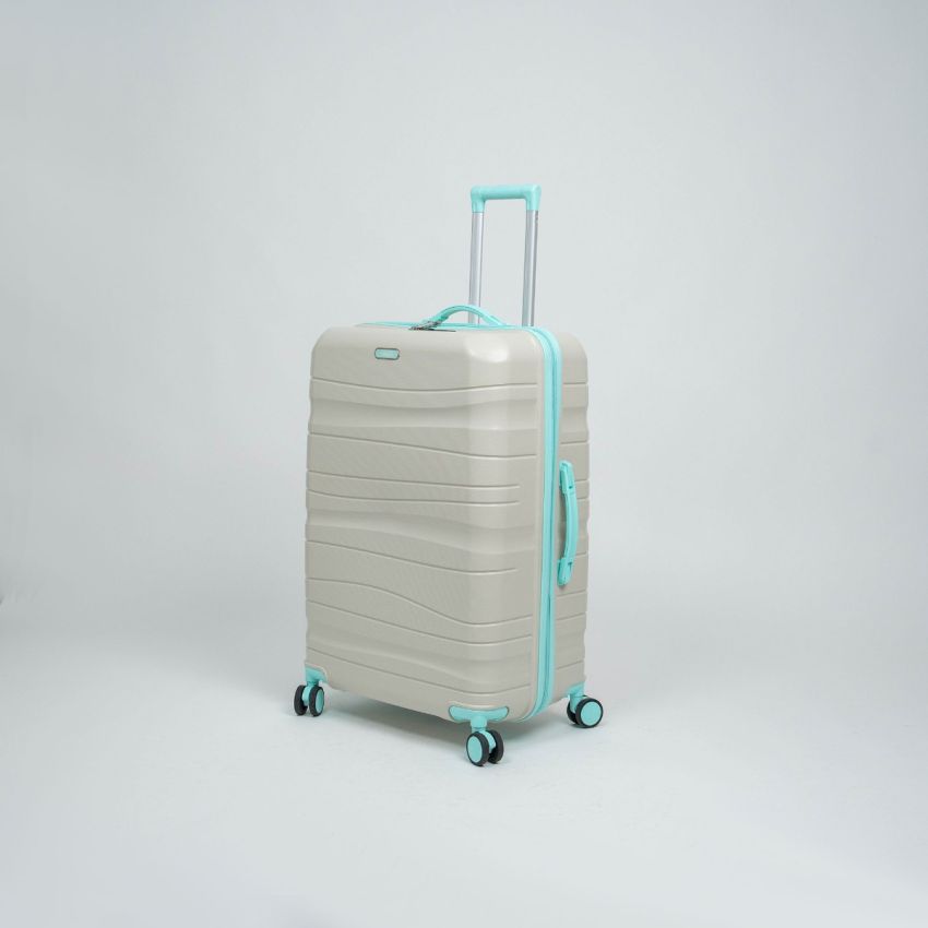 Valise TITOU Incassable Polypropylene | Modèle 15KG - Beige/Turquoise 