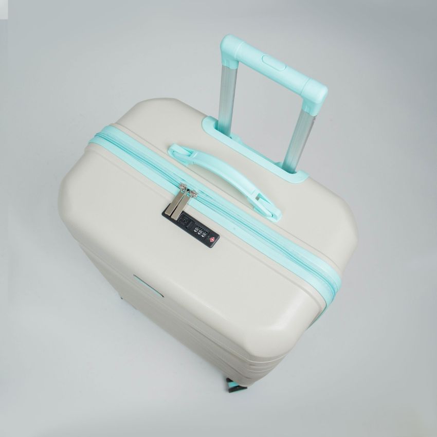 Valise TITOU Incassable Polypropylene | Modèle 15KG - Beige/Turquoise 