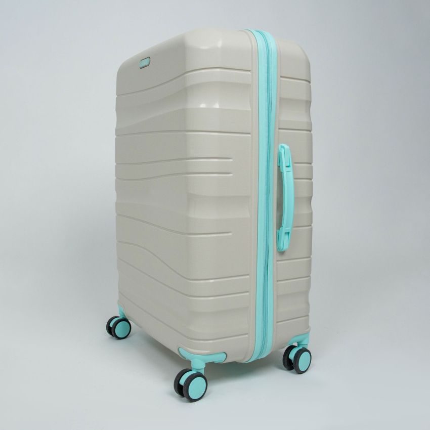 Valise TITOU Incassable Polypropylene | Modèle 15KG - Beige/Turquoise 