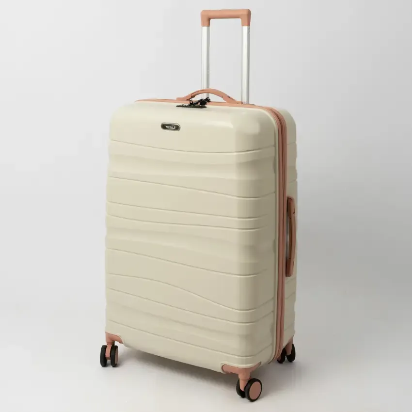 Valise TITOU Incassable Polypropylene | Modèle 20KG - Beige/Saumon