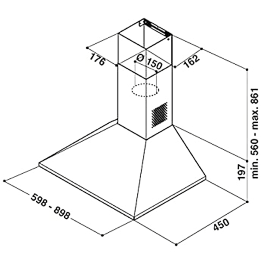 Hotte Aspirante Cheminée  WHIRLPOOL 60 cm | AKR685IX  -  Inox