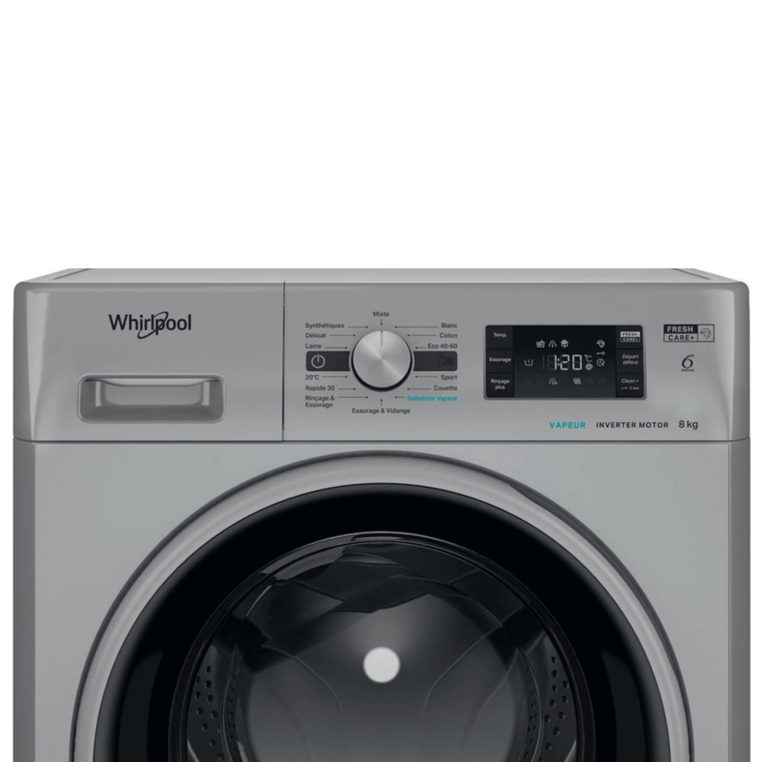 Machine à Laver Whirlpool 8 kg | Essorage 1200 Tours/min - FFWB8248SBSVNA - Silver 